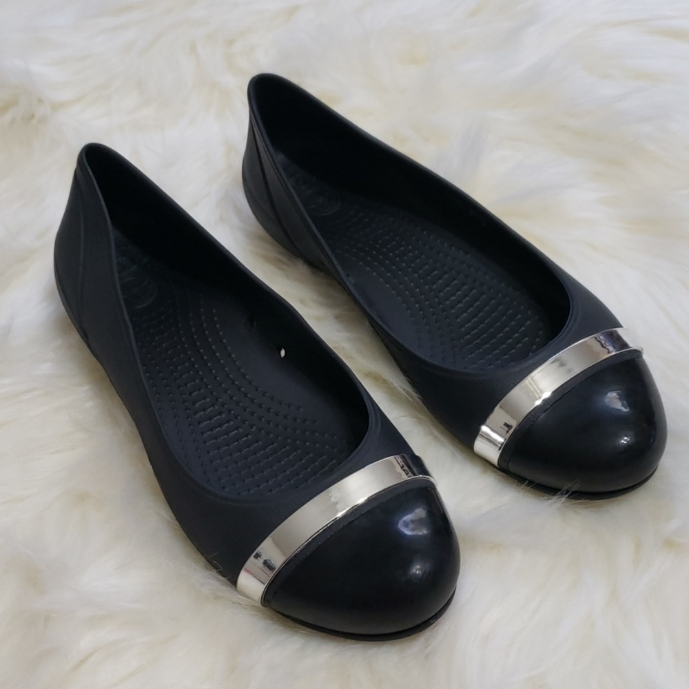 Crocs flats black with silver accent